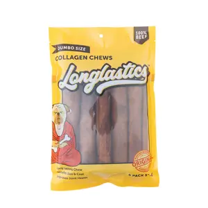 (8 Pack) Longlastics Jumbo Collagen Stick 5″ to 6″ for Small to Medium Dogs / Power Chewers
