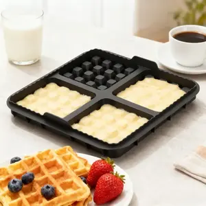 1 Square Waffle Mold - Non-stick baking tray suitable for most 4.2-6.5QT air fryers | Reusable Belgian waffle, pancake, and whisk | Dishwasher safe Silicone Molds