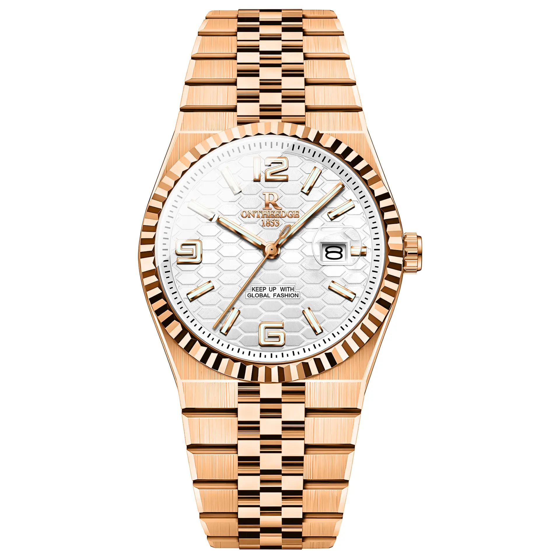 RZY108 rose gold white-faced steel