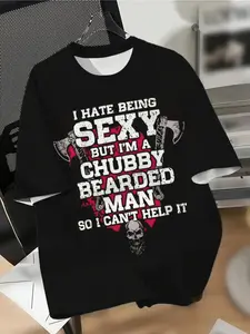 Men's Hammer Skull Pattern T-Shirt, Fashionable Casual Round Neck Short Sleeve, Camping Leisure Wear, All-Season Comfort, Menswear