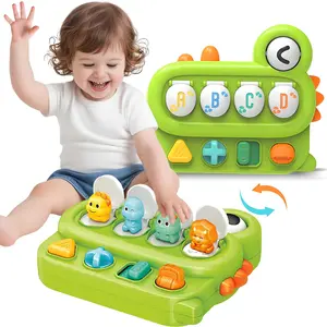 Interactive Animal Pop-Up Baby Toy, Cause & Effect Learning, Color Sorting, Letter Recognition, Dinosaur Theme, Ages 18 Months+, Sensory Activity Board, Preschool Busy Board