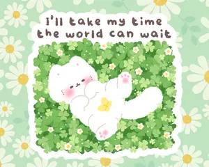 I Will Take My Time The World Can Wait Sticker – Aesthetic Self Care Vinyl Decal for Laptop, Water Bottle & Journal