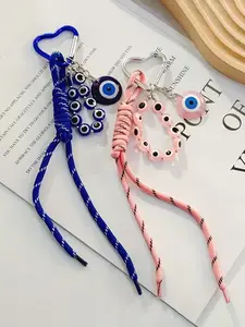 Women's Key Ring & Keychain, Creative Braided Beaded Evil Eye Design, Ideal for Bags & Key Holders, Perfect Gift for Couples, Keychain Lanyard, Keychain Pendant