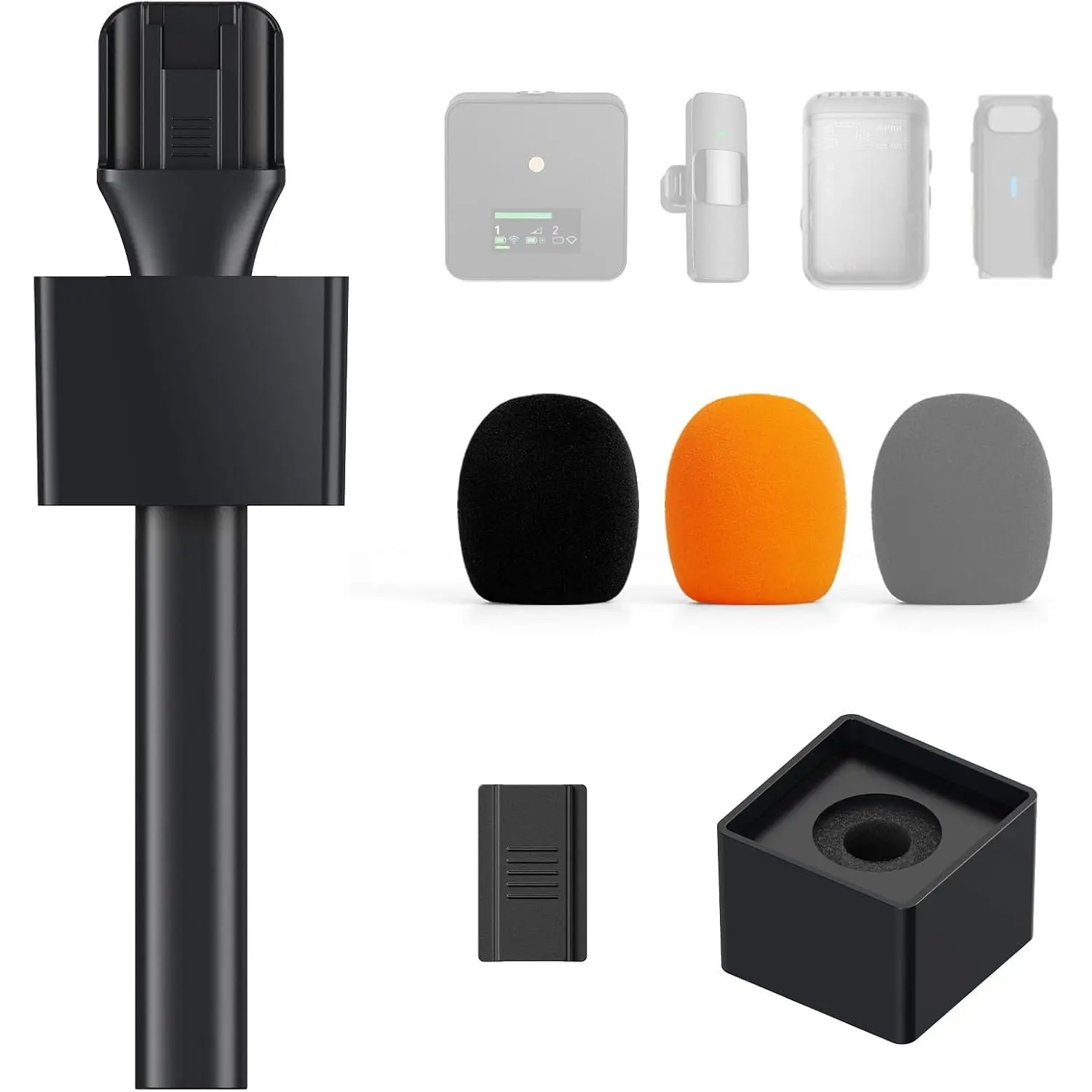 Mic Handle for DJI RODE Microphone, Handheld Mic Stand for Wireless GO, Interview Microphone Rig for All Lavalier Mic, Wireless Mic Adapter for Vlogging, Interview, Podcast, Reports, TP20
