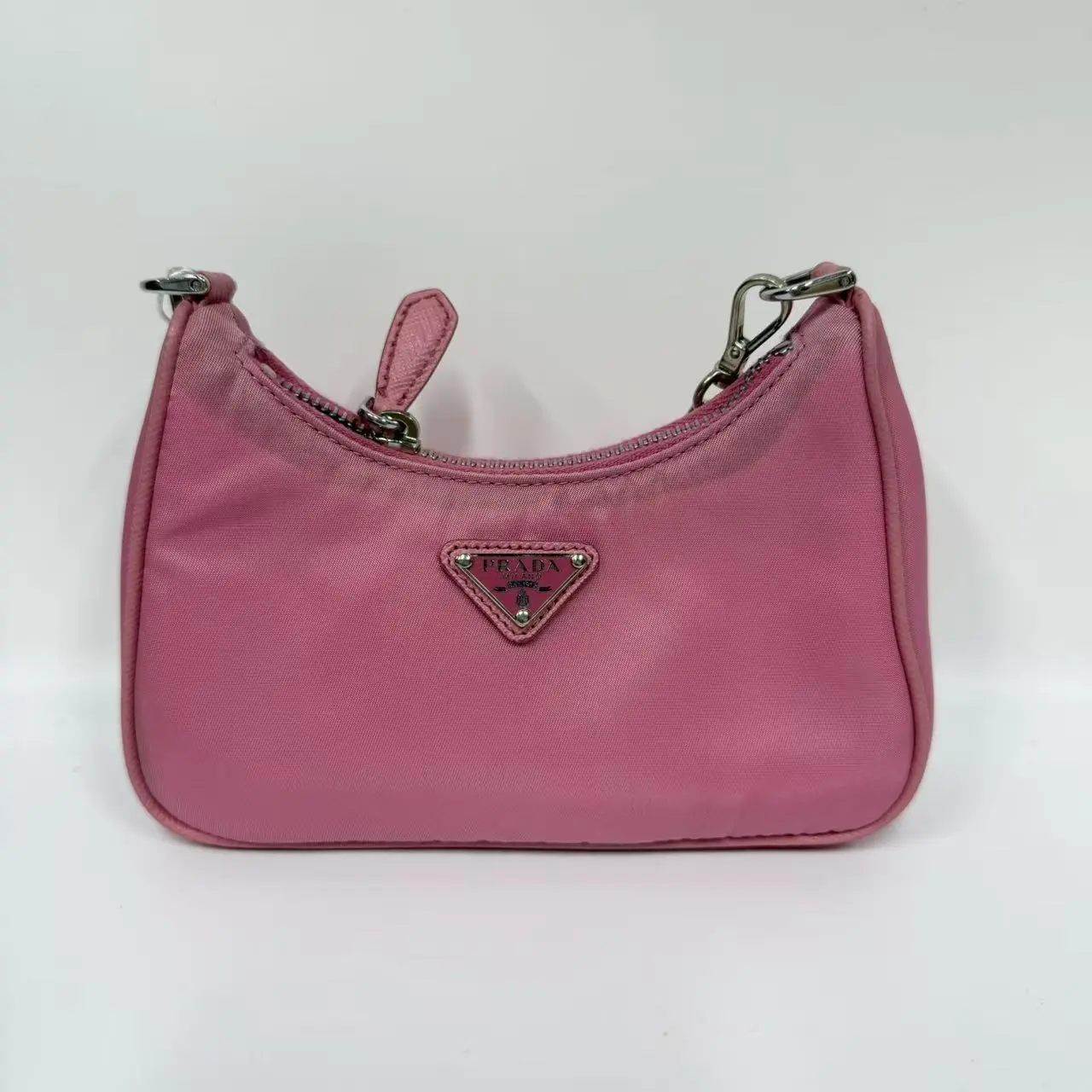 Pre-owned PRADA Pink Silver Nylon Mini Shoulder Bag (SZ 05360)