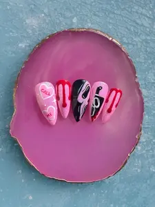 GHOSTFACE SCREAM Set | Fall Nails | Luxury Press On Nails | Fake Nails | Press On Nails | Halloween Nails | Pink Nails