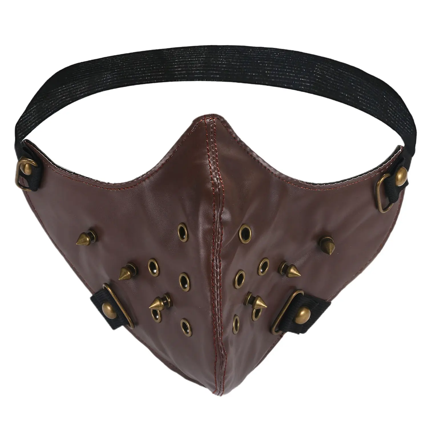 OIDEA Punk Rivet PU Leather Half-Face Camo Cosplay Mask for Adult Motorcycle Riders - Breathable, Adjustable Strap, Alloy Hardware, Copper Accents, Dust Protection, Party Accessory Gift