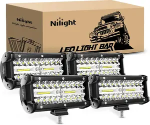 Nilight LED Pods 4PCS 6.5 Inch 120W Light Bar Triple Rows Spot Flood Combo Driving Light Waterproof Led Work Light Off-road Truck Car ATV SUV Cabin Boat Lightbar