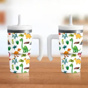 Dinosaur Spill-Proof 20oz Tumbler with Double-Walled Stainless Steel Construction & Kid-Friendly Silicone Straw for Worry-Free Hydration