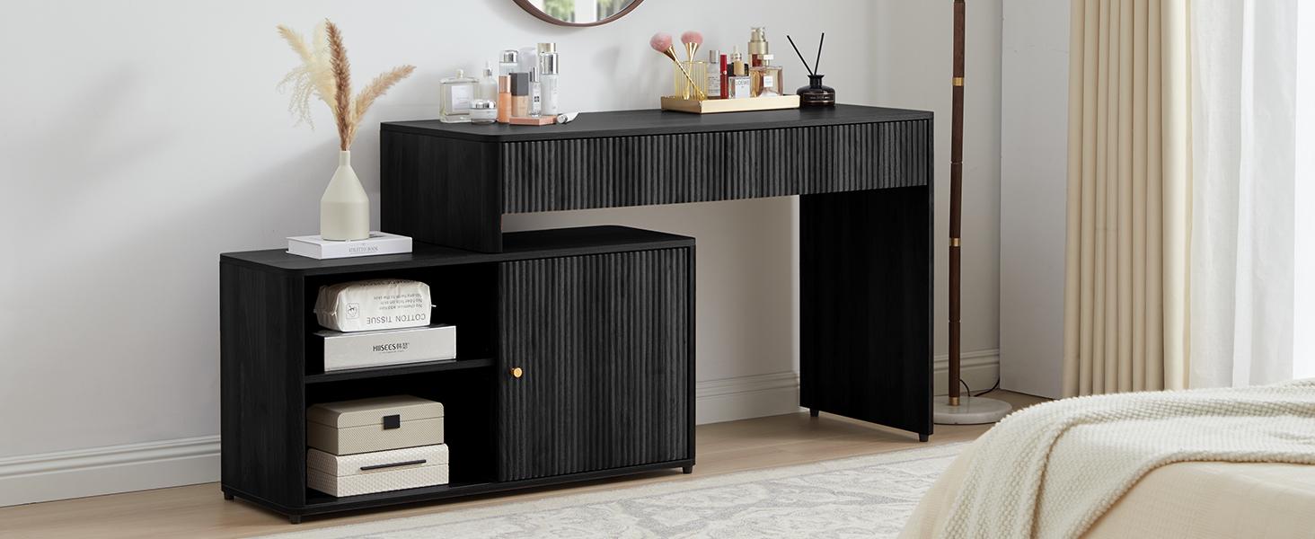 Giratree Modern Computer PC Desk Table with Storage, Corner L Shaped Desk with Drawers, Home Office Desk for Bedroom and Small Space, for Writing, Executive, Study, Work, Vanity