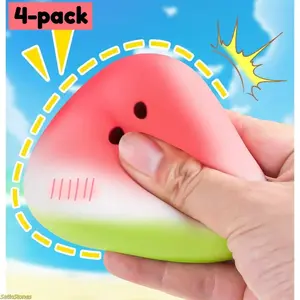 4-pack Summer Watermelon Squeezable Toys & Accessories - Slow Rebound, Soft, High-Value, Stress-Relieving, and Ventilated