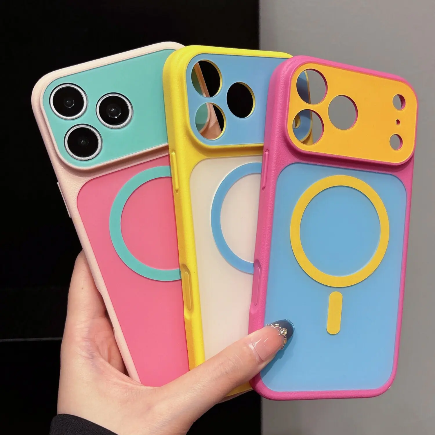 Magnetic Cover Phone Shell Protective Casing for iPhone 17/16/15/14/13 Pro Max Plus, Camera Lens Protection, Candy Color, MagSafe-Compatible Wireless Charging Phone Accessories