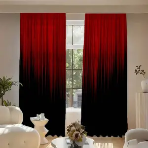 2pcs Creative Gradient Vertical Stripe Print Curtains, Light Blocking Drapes, Polyester Fiber, Kitchen Bedroom Office Living Room Decor
