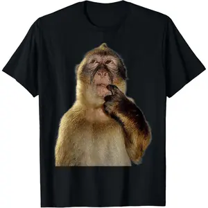 100% CottonThinking Monkey Funny Meme Cute T-Shirt