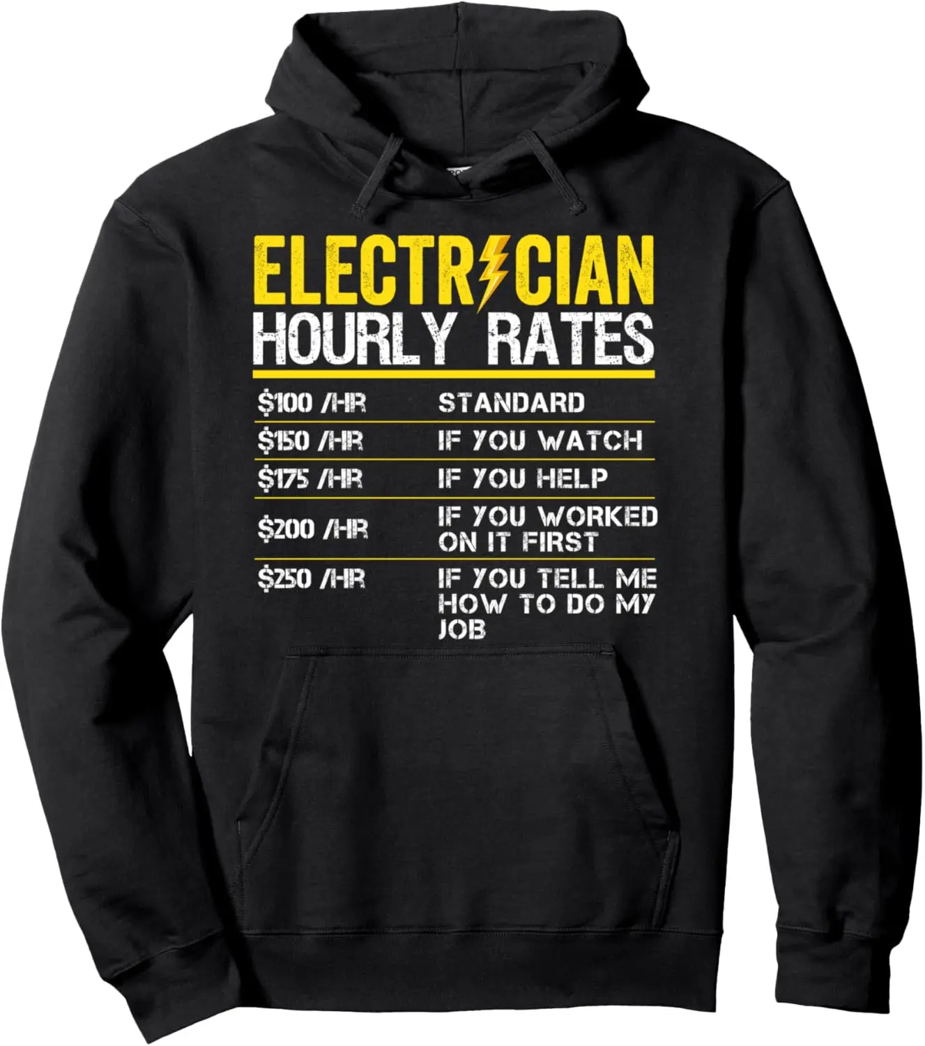 Electrician Hourly Rates Funny Gift for Electricians Pullover Hoodie