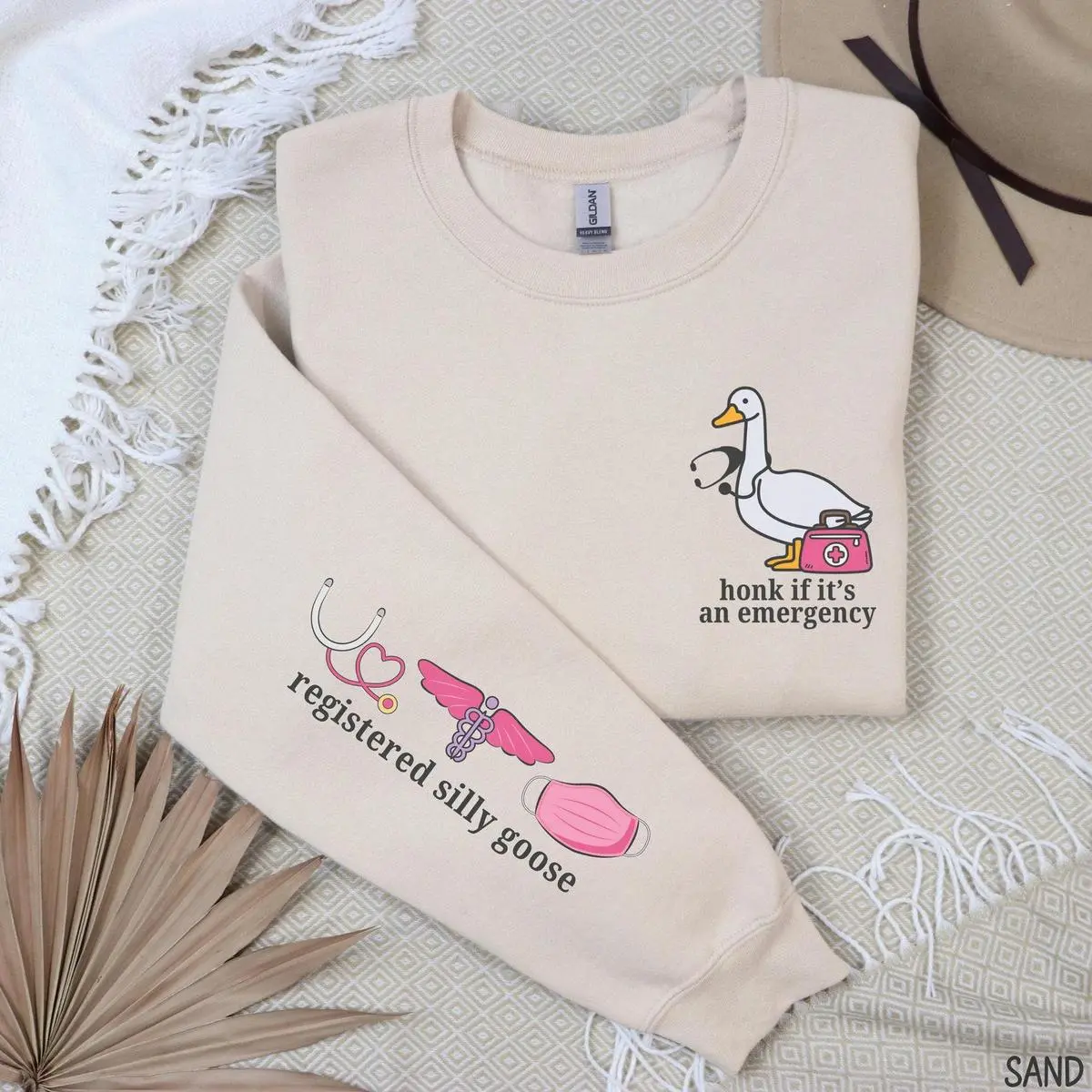 Silly Goose Nurse Hoodie, Women's Long Sleeve Graphic Pullover with Double-Lined Hood, Funny RN Student Gift Clothes, Doublelined Hood, Classic Fit Flatters Most Body Shapes, Career Sweatshirt, Longsleeves