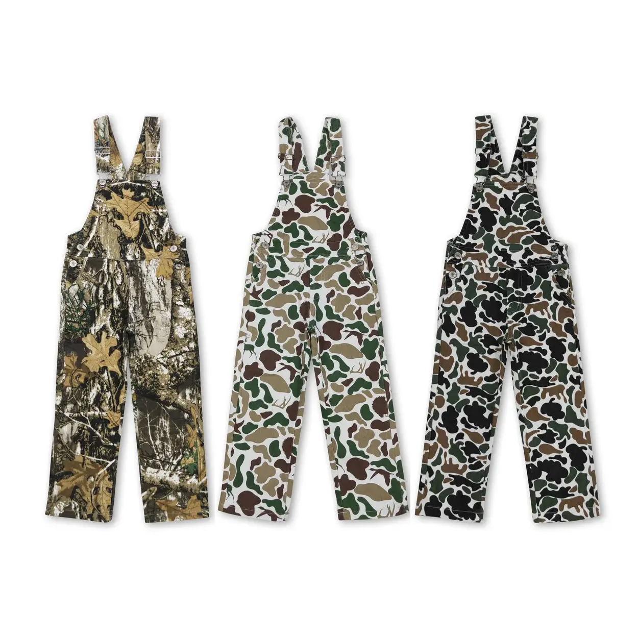 Toddler Boys' Camo Denim Overalls with Adjustable Shoulder Straps, Stylish & Durable with Pockets for Hunting & Camping, Functional, Versatile, Camouflage