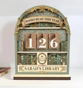 Personalized Book Tracker, Books Read This Year Sign, Custom Wooden Reading Tracker, Vintage Library Decor, Book Lover Gift, Reader Gift