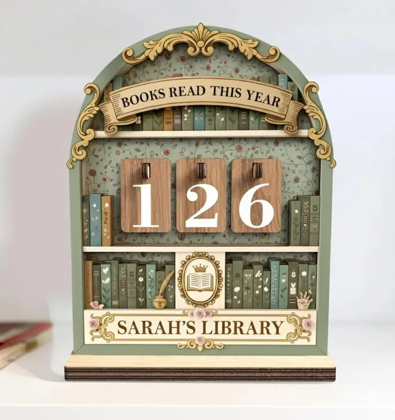 Personalized Book Tracker, Books Read This Year Sign, Custom Wooden Reading Tracker, Vintage Library Decor, Book Lover Gift, Reader Gift