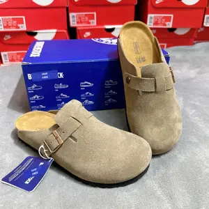 Full Box BKS With Tag Classic Suede Leather Clog Shoes for Men Women, Soft Footbed Slip On Sandals