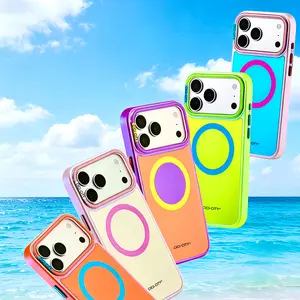 Magnetic Case for iPhone 17 Pro Max 17 16 15 Summer Case Bright Color, Compatible with MagSafe Cute Colorful Gradient Iridescent Matte Shockproof Protective Rainbow Aesthetic Phone Case for Women Girls
