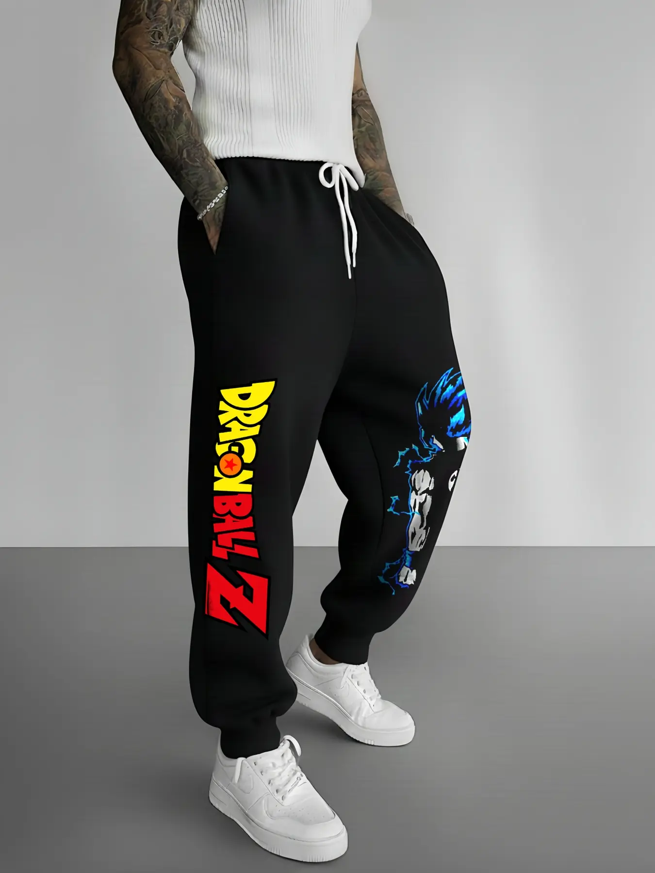 Anime Graphics Print Casual Pants, Men's Heavyweight Jogger Pants with Drawstring Waist, Women's Fitted Skinnies, All-Season Fitness Wear