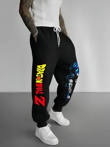 Anime Graphics Print Casual Pants, Men's Heavyweight Jogger Pants with Drawstring Waist, Women's Fitted Skinnies, All-Season Fitness Wear