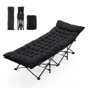 Foldable Camping Bed with Mattress, Heavy Duty Folding Cot Supports 500 lbs, Sturdy Steel Frame Portable Camp Bed for Adults Outdoor Travel Home Guest
