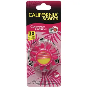 12x California Scents Coronado Cherry Vent Clip Car Freshener, Long Lasting Scent, Air Freshener, Car Accessory, Odor Eliminator, Fragrance 1ct