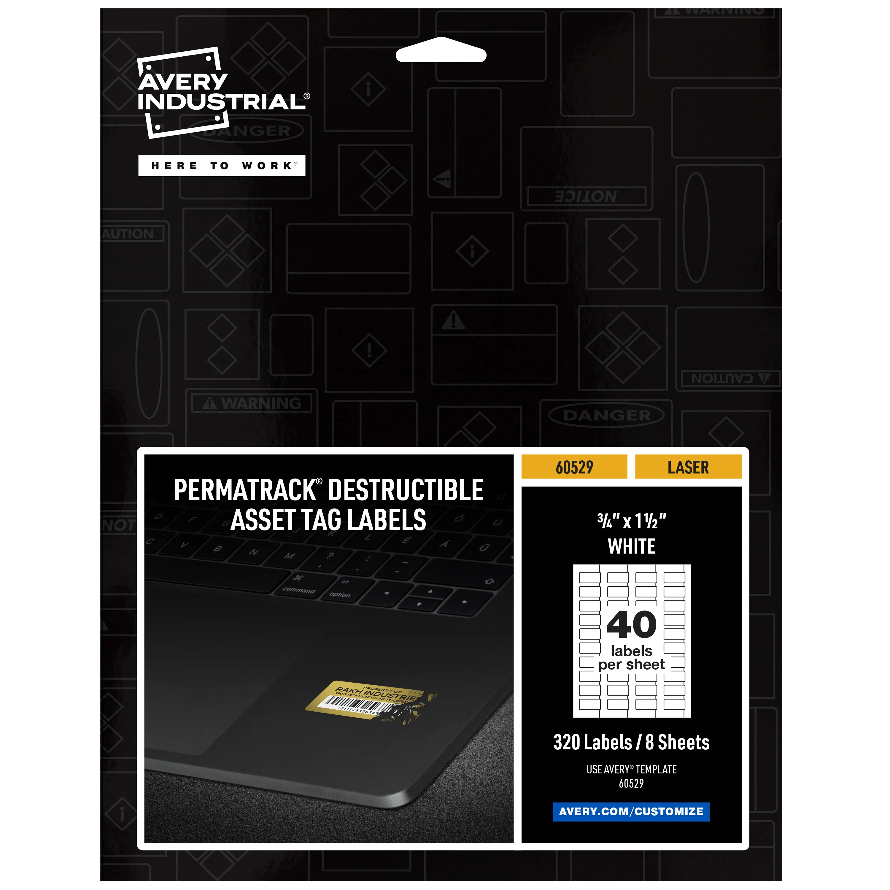 Avery PermaTrack Tamper-Proof Destructible Asset Tag Labels, 3/4"x1-1/2", 320 Laser Graphics Barcode & Number Print Labels (60529) for Barcode Labeling Needs