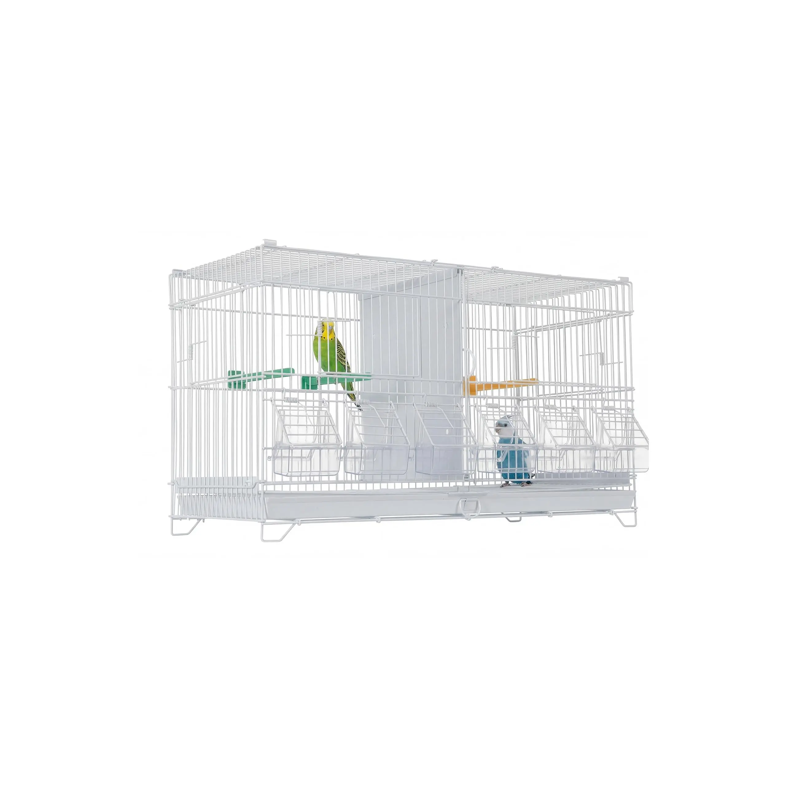 Stackable Bird Breeding Cage for Parakeets Lovebirds, 23" Wide Metal Birdcage with 0.4" Bar Spacing, Escape-Proof Small Pet House with Crescent Lock, Rust-Resistant Indoor Flight Cage for Finches Canaries, Vertical Exploration Space, White