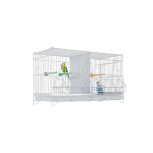 Stackable Bird Breeding Cage for Parakeets Lovebirds, 23" Wide Metal Birdcage with 0.4" Bar Spacing, Escape-Proof Small Pet House with Crescent Lock, Rust-Resistant Indoor Flight Cage for Finches Canaries, Vertical Exploration Space, White