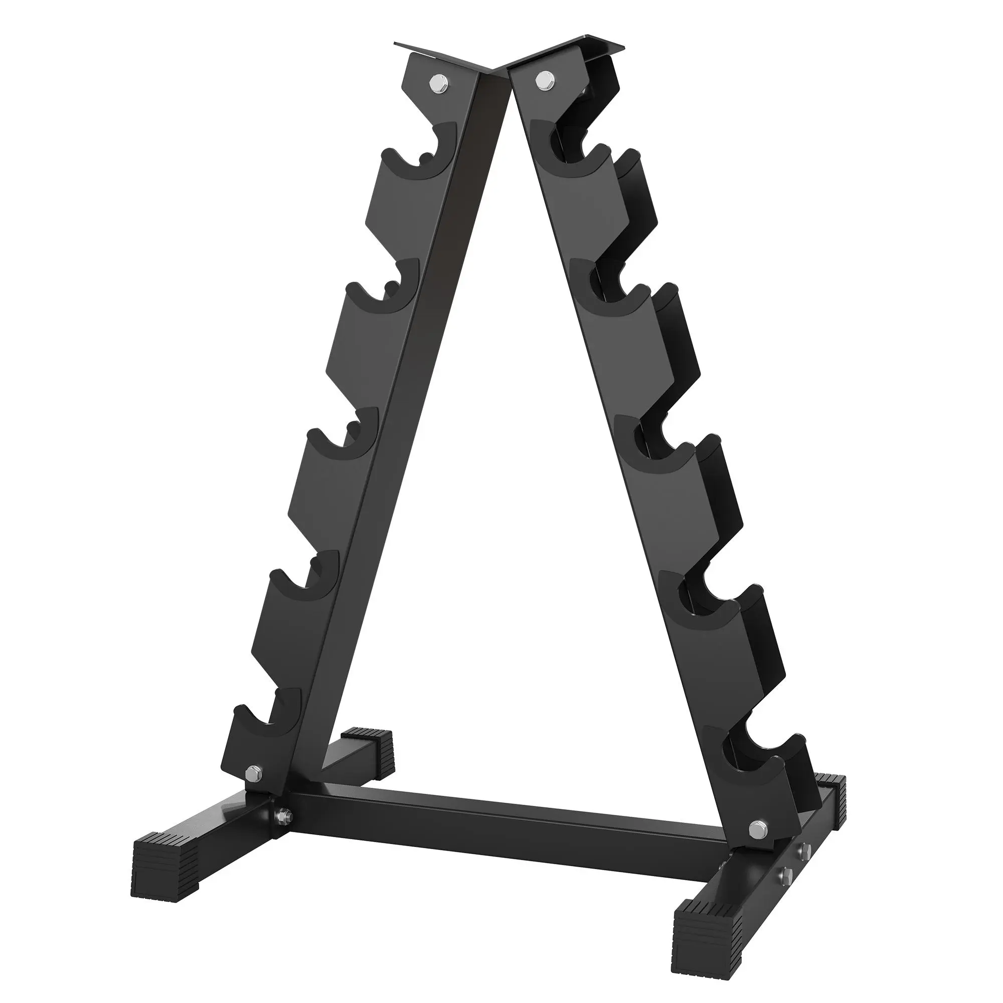 Space-Saving A-Frame 5-Tier Dumbbell Rack - Heavy Duty Steel Weight Storage Stand for Home Gym - Vertical Design - Durable Construction, Carbon Steel, Compact