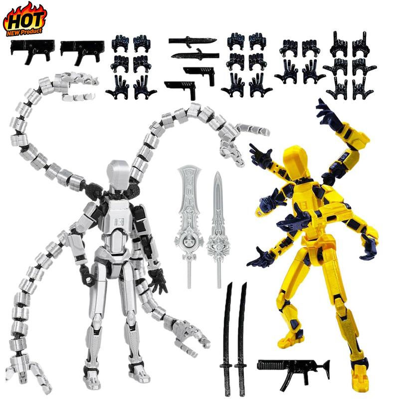 2 Pcs T13 Assembly Completed 3D Action Figure Set 3D Printed Multi-Jointed, Titan 13 Action Figures, Multi-Articular Lucky Mobile Robot Nova,Desktop Decorations for Game Lovers Toys