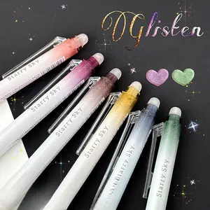 [Erasable Glitter Gel Pens] 6pcs Erasable Glitter Gel Pens | 0.7mm Medium Point, Retractable Plastic Aesthetic Gel Ink Pens for Journaling, Home, School & Office Use