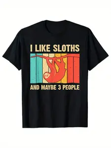 % Comfortable Cotton Back To School Clothes Men% Cotton I Like Sloth Pattern Printed-Shirt, Casual Short Sleeve Round Neck-Shirt, Summer Outdoor Men's Clothing Halloween Costumes Rave Outfits Unisex Clothing