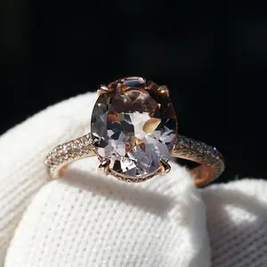 The Starlight Oval Morganite Solitaire Ring 11x9 Rose Gold
