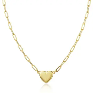 Tewiky 14K Gold/Silver-Plated Heart Pendant Magnetic Choker Necklace – Dainty Fashion Jewelry for Women | Perfect Valentine's Day & Love Party Gift