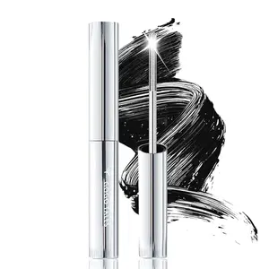 Black Washable Metal Mascara Wand, Waterproof Iron Wand Mascara, Natural Length Slim Volume Building Mascara, Long Lasting Smudge-Proof No Flaking Tint