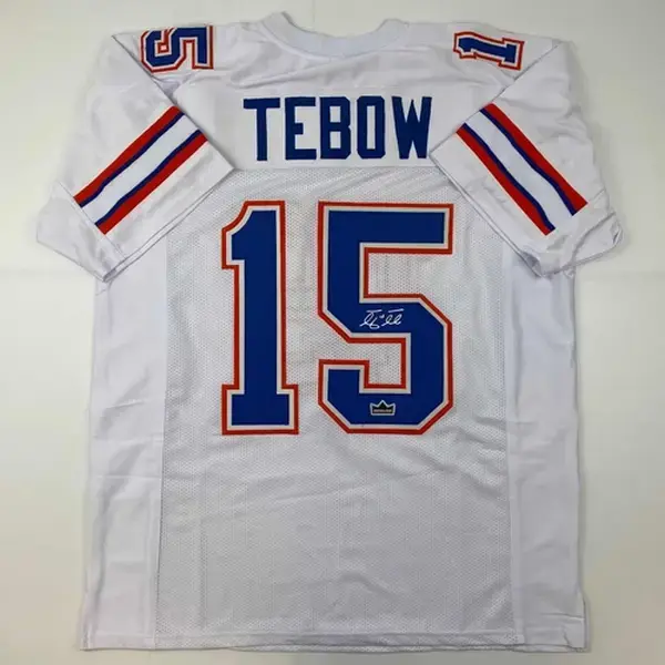 Facsimile Autographed Tim Tebow Florida White Auto College Jersey