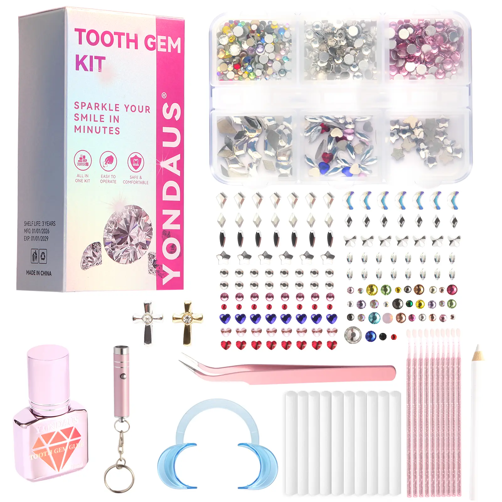 Tooth Gem Kit with 402 Pcs Multi-Size & Shape Diamonds - Professional Dental Jewelry Decorations Set for Teeth, for DIY Smile Sparkle, Parties, Festivals, Halloween, Christmas