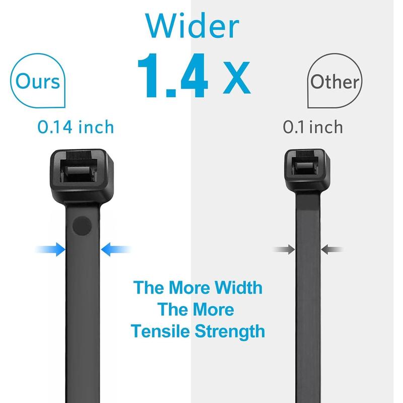 Zip Ties 10 inch (1000 Pack), Black Cable Ties, 45lb Tensile Strength, Wire Ties,