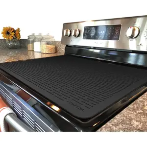 Stove Top Cover for Electric Stove - Silicone Stove Mat for Glass Top, Glass Cooktop Protector, XL Dish Drying Mats For Kitchen,Oven Covers for Electric Stove (Black,30 x 21)