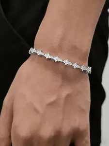 Sparkling Star Crystal Tennis Bracelet, Cubic Zirconia Bracelet, Gold-Toned Hip-Hop Bling for Men & Women, Dazzling CZ Stones That Catch Every Light, Elegance for Casual & Formal Events, Classic Gift to Mark Birthdays, Anniversaries & Milestones in Sty