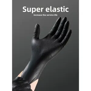 30/100 pieces of disposable black diamond-patterned nitrile gloves, thickened and non-slip, multi-purpose protective gloves, suitable for industry, car repair, and kitchen cleaning