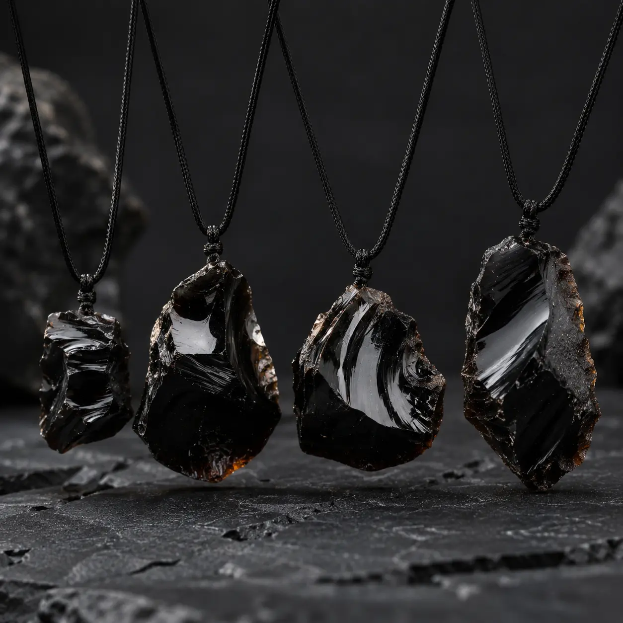 Authentic Raw Black Obsidian Crystal Pendant | Handmade Healing Jewelry & Protection Necklace