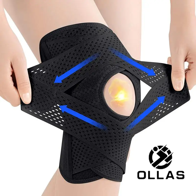 OLLAS 1pc Plus Size Knee Compression WrapBrace (Order A Size Up), Breathable AdjustableKnee Brace For Men And Women, Knee BraceWith Side Stabilizers L