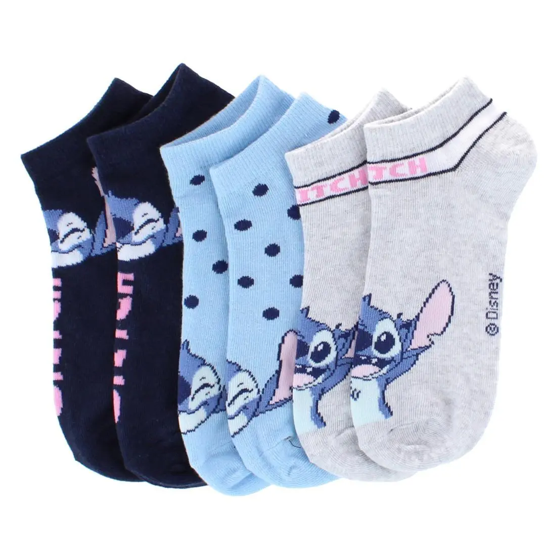 Textiel Trade Women's Disney Lilo & Stitch Sneaker Socks (3 Pair), Novelty Socks, Alien, Everyday, Stretchy