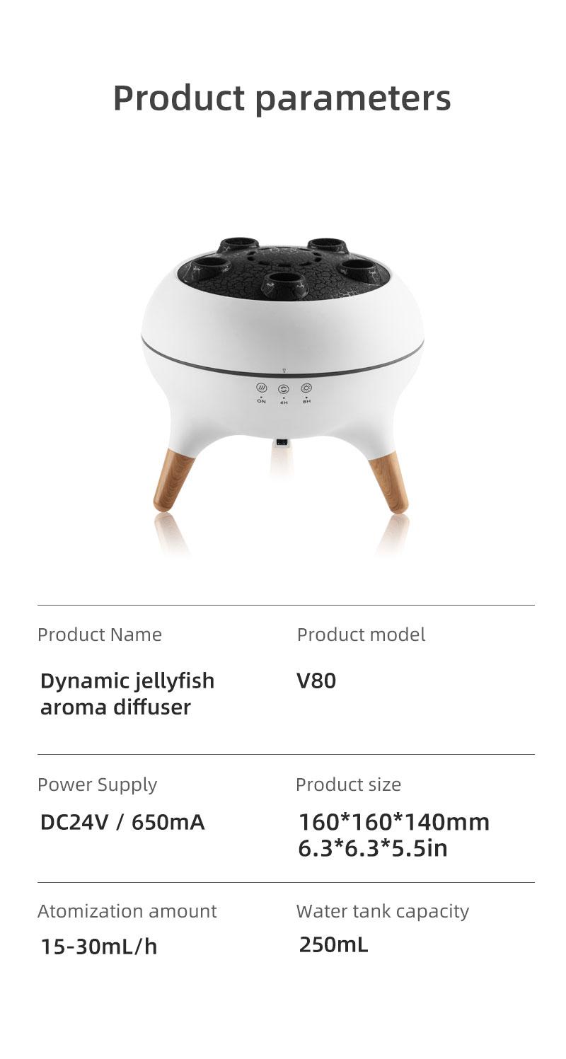 Dynamic Jellyfish Aroma Diffuser with Sound-Reactive Mist Multi-Color Light-Changing Remote Control & Smart Timer 250ml Home Ambient Scent Humidifier
