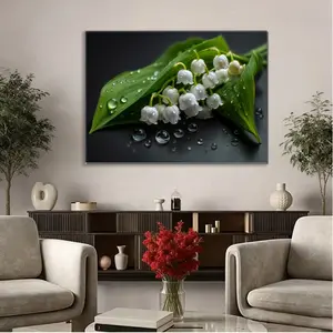 White Daisy Flower Canvas Art Print - Minimalist Elegant Ornamental Plant Poster, Ready-to-Hang Daisy Wall Arts, Home Decor for Living Room, Bedroom